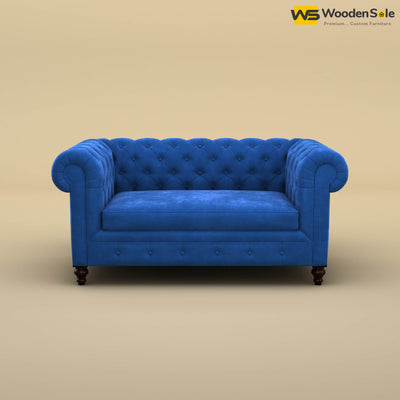 Maharaja Fabric 2 Seater Sofa (Velvet, Royal Blue)