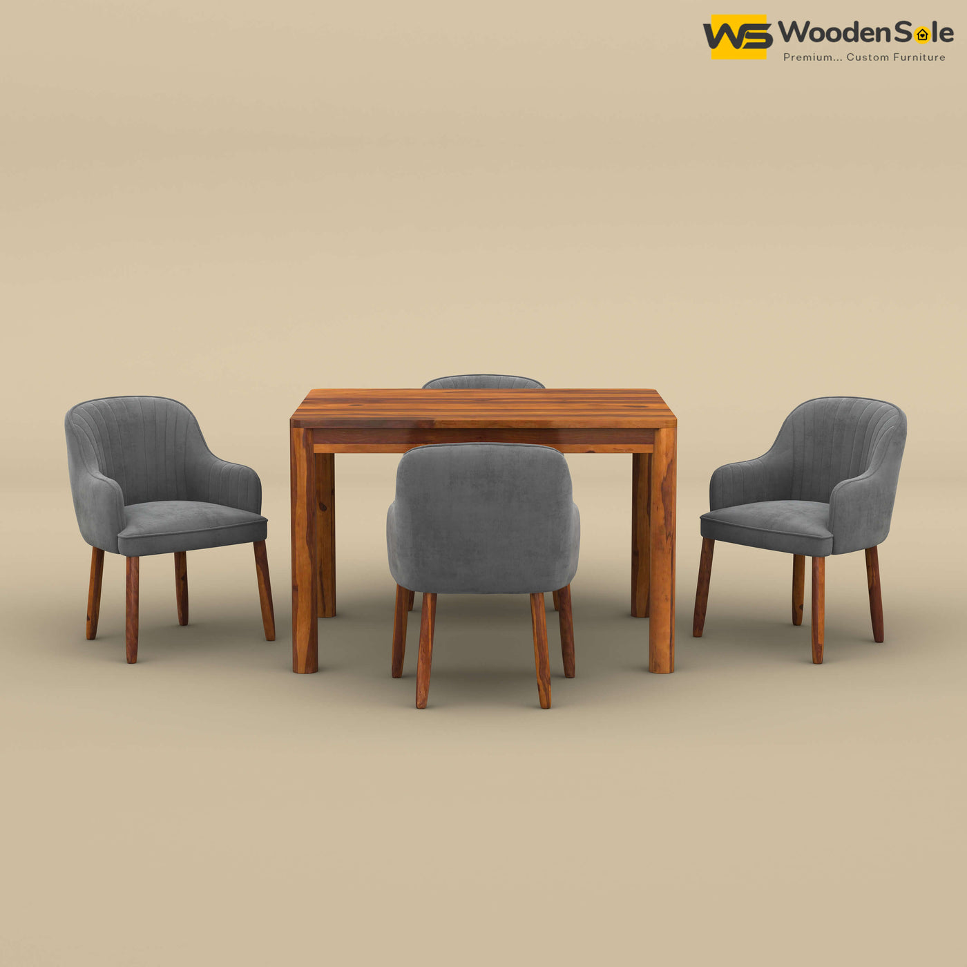 Madrid 4 Seat Dining Table Set (Honey Finish)