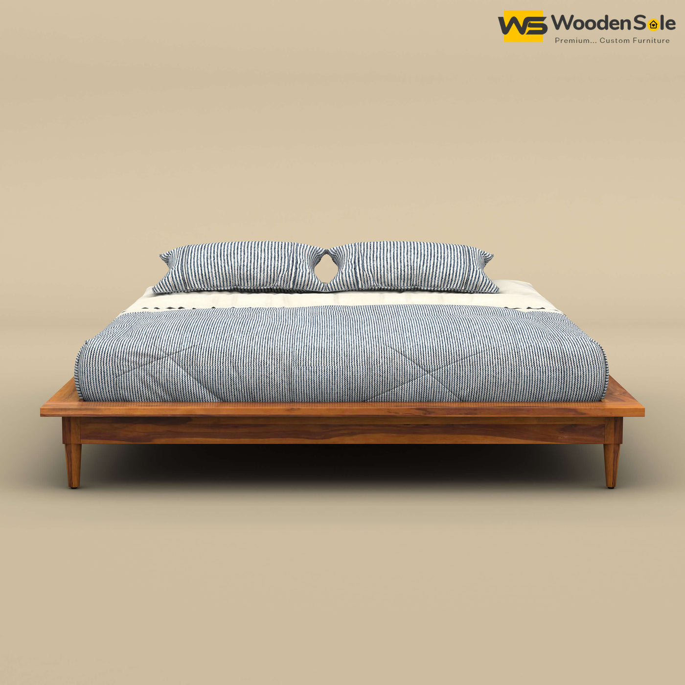 Floora Platform Bed (King Size, Honey Finish)