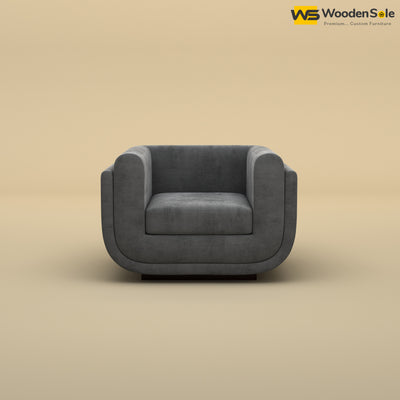 Vedant 1 Seater Fabric Sofa (Velvet, Charcoal Gray)