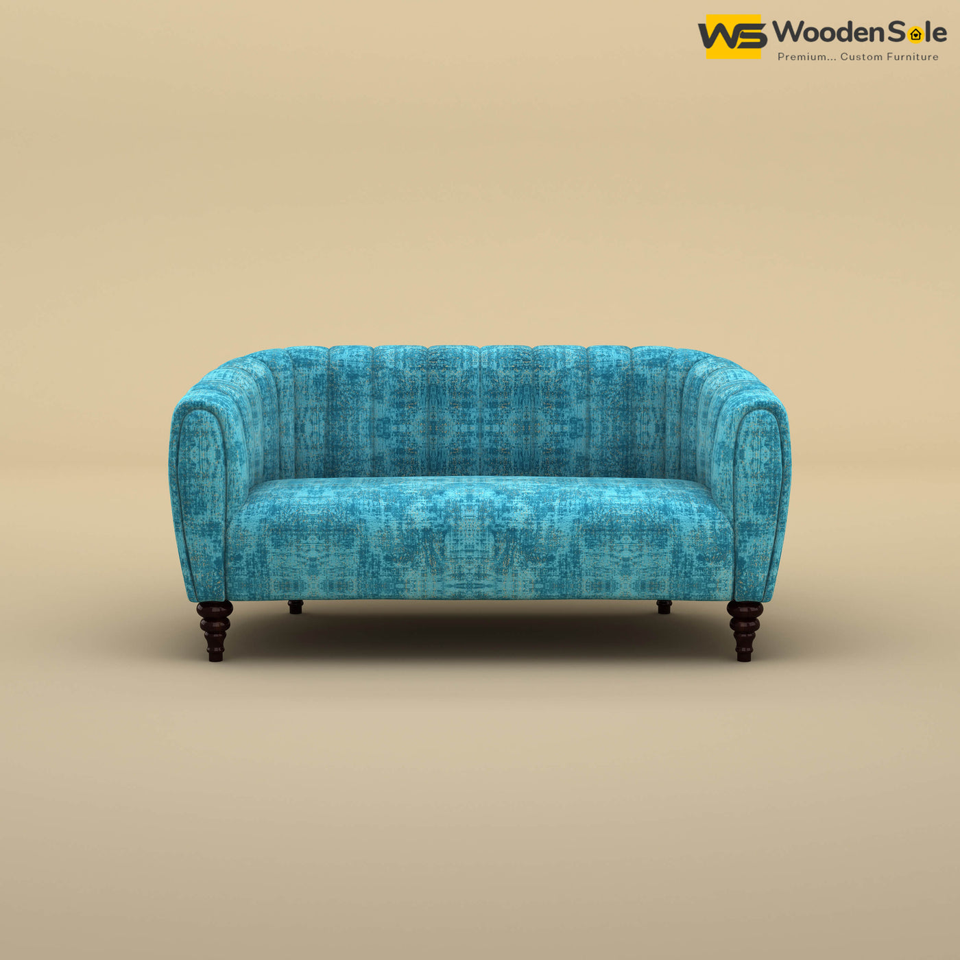 Amaya Two Seater Fabric Sofa (Cotton, Teal Blue)