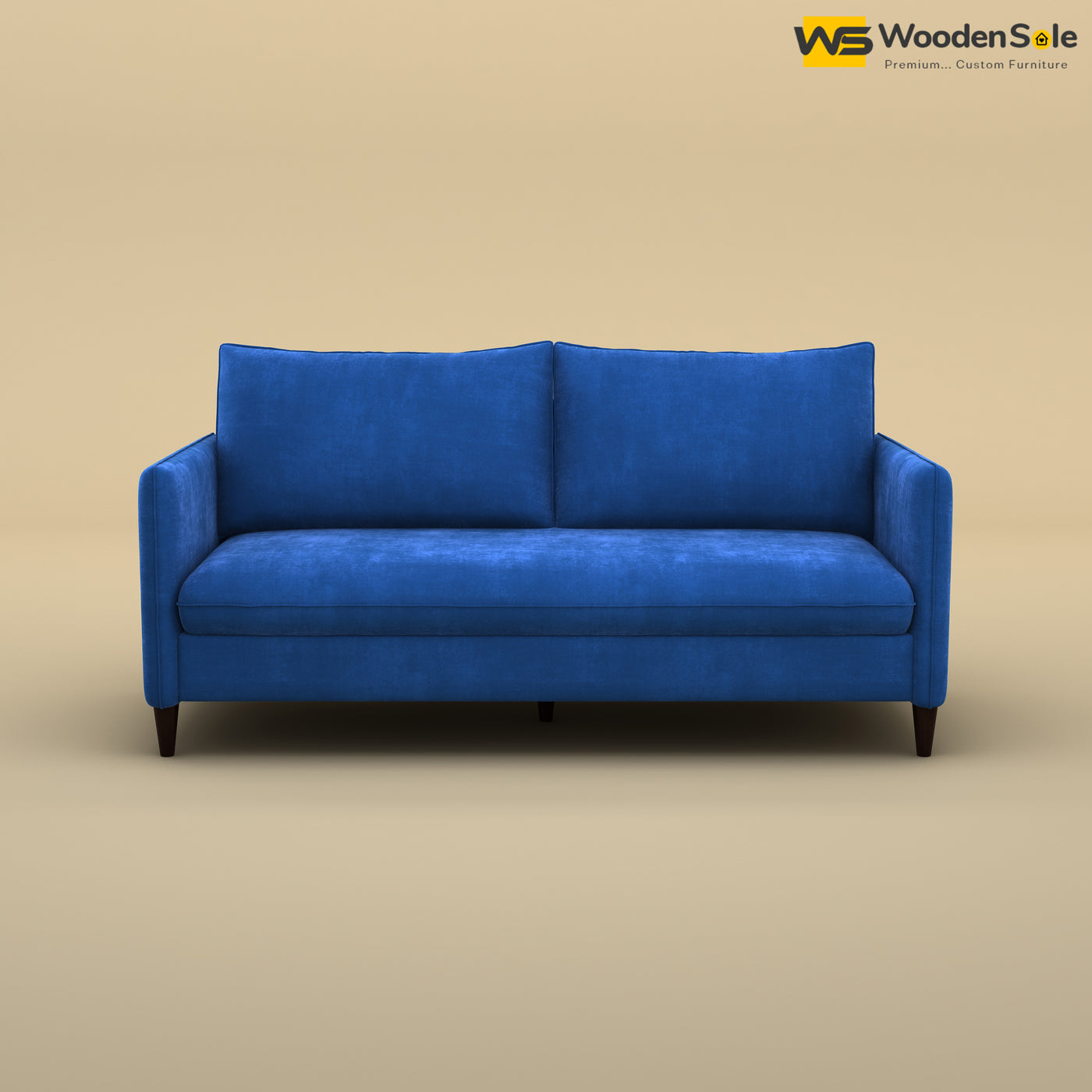 Citron 3 Seater Fabric Sofa (Velvet, Royal Blue)