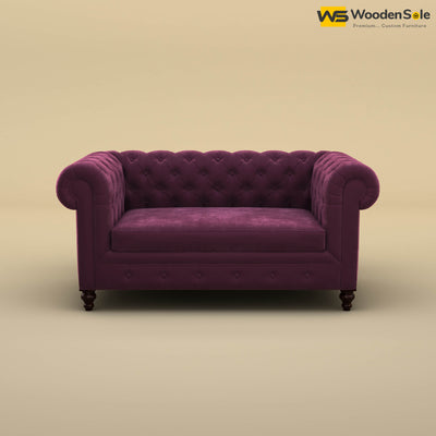 Maharaja Fabric 2 Seater Sofa (Velvet, Dark Purple)