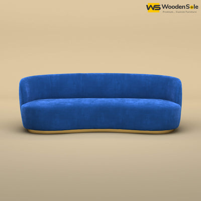 Rene Curved Modern 3-Seater Sofa (Velvet, Royal Blue)