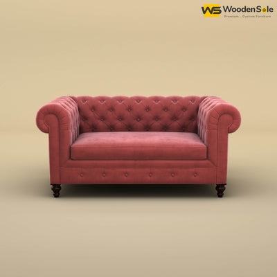 Maharaja Fabric 2 Seater Sofa (Velvet, Pink)