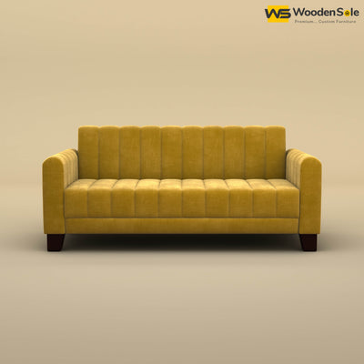 Furo 3 Seater Fabric Sofa (Velvet, Mustard Yellow)