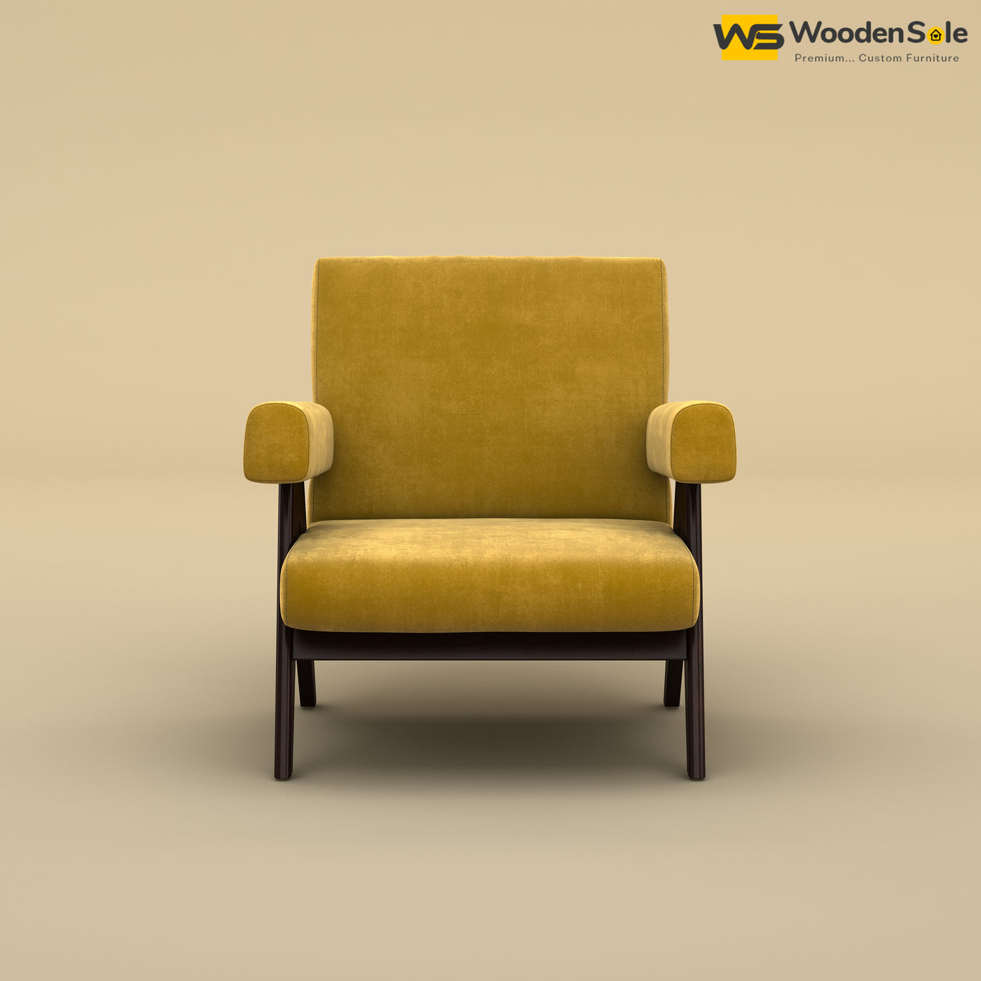 Capri Lounge Chair (Velvet, Mustard Yellow)