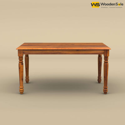 Engrave Dining Table Set 6 Seater (Honey Finish)