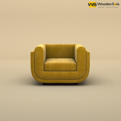 Vedant 1 Seater Fabric Sofa (Velvet, Mustard Yellow)