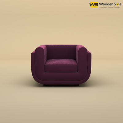 Vedant 1 Seater Fabric Sofa (Velvet, Dark Purple)