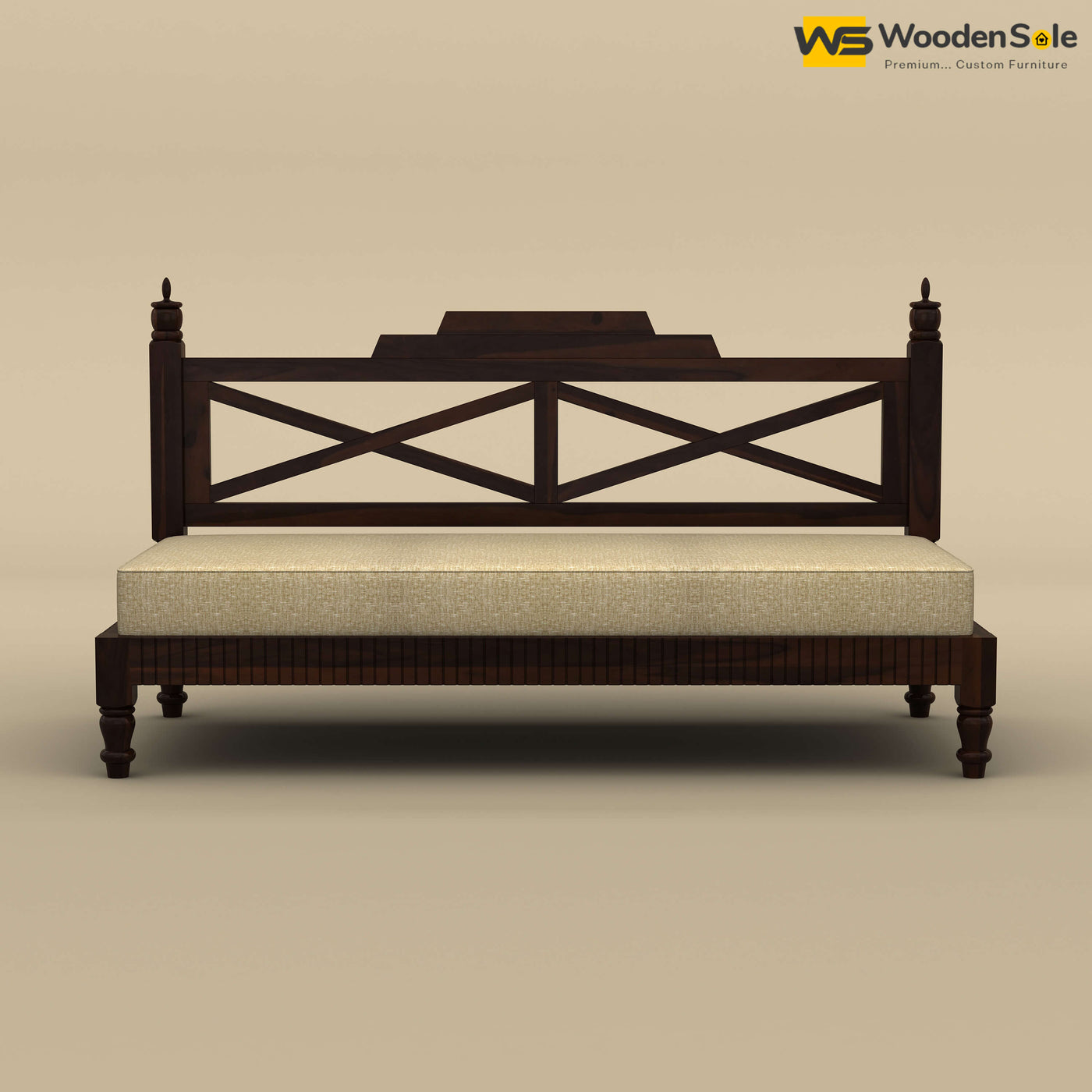 Aya Diwan Settee with Backrest & Mattress (Walnut Finish)