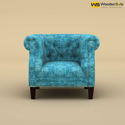 Olivia Wing Chair (Cotton, Teal Blue)