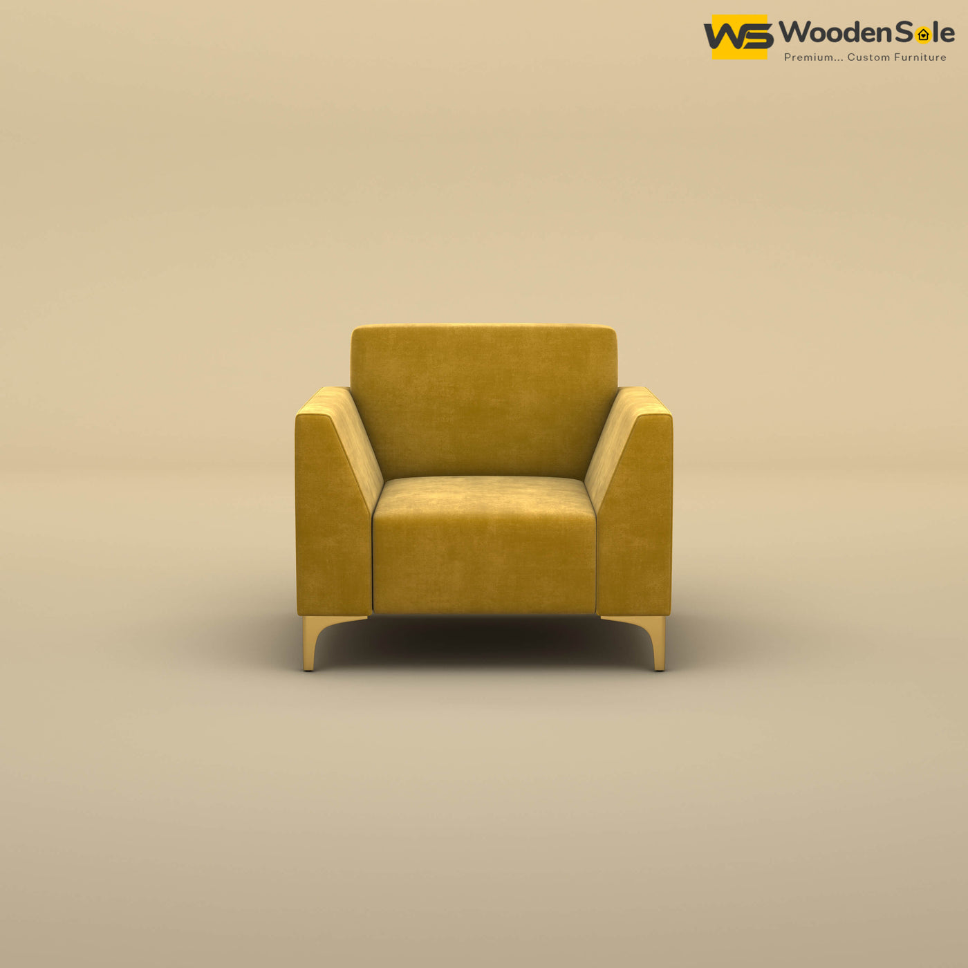 Nayobi 1 Seater Sofa (Velvet, Mustard Yellow)