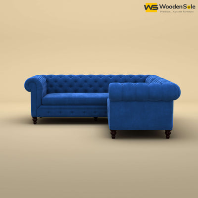 Maharaja Corner Sofa (Velvet, Royal Blue)