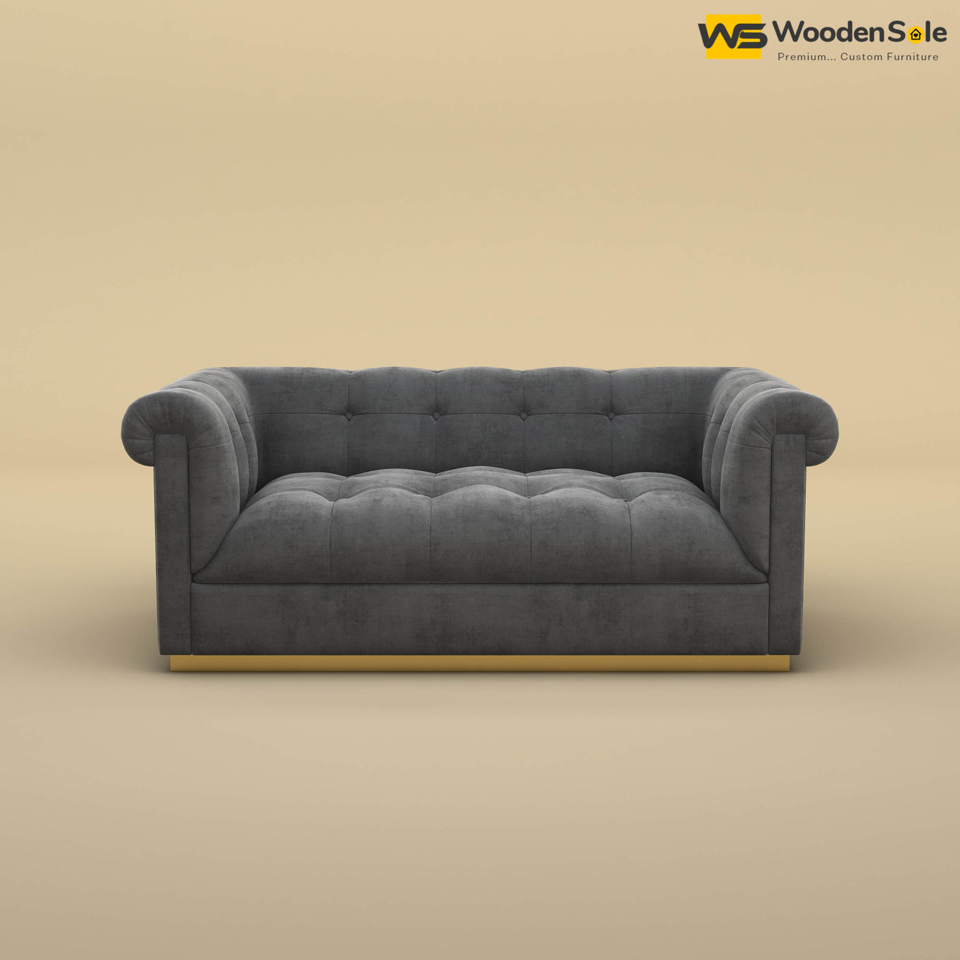 Morrison 2 Seater Fabric Sofa (Velvet, Charcoal Gray)
