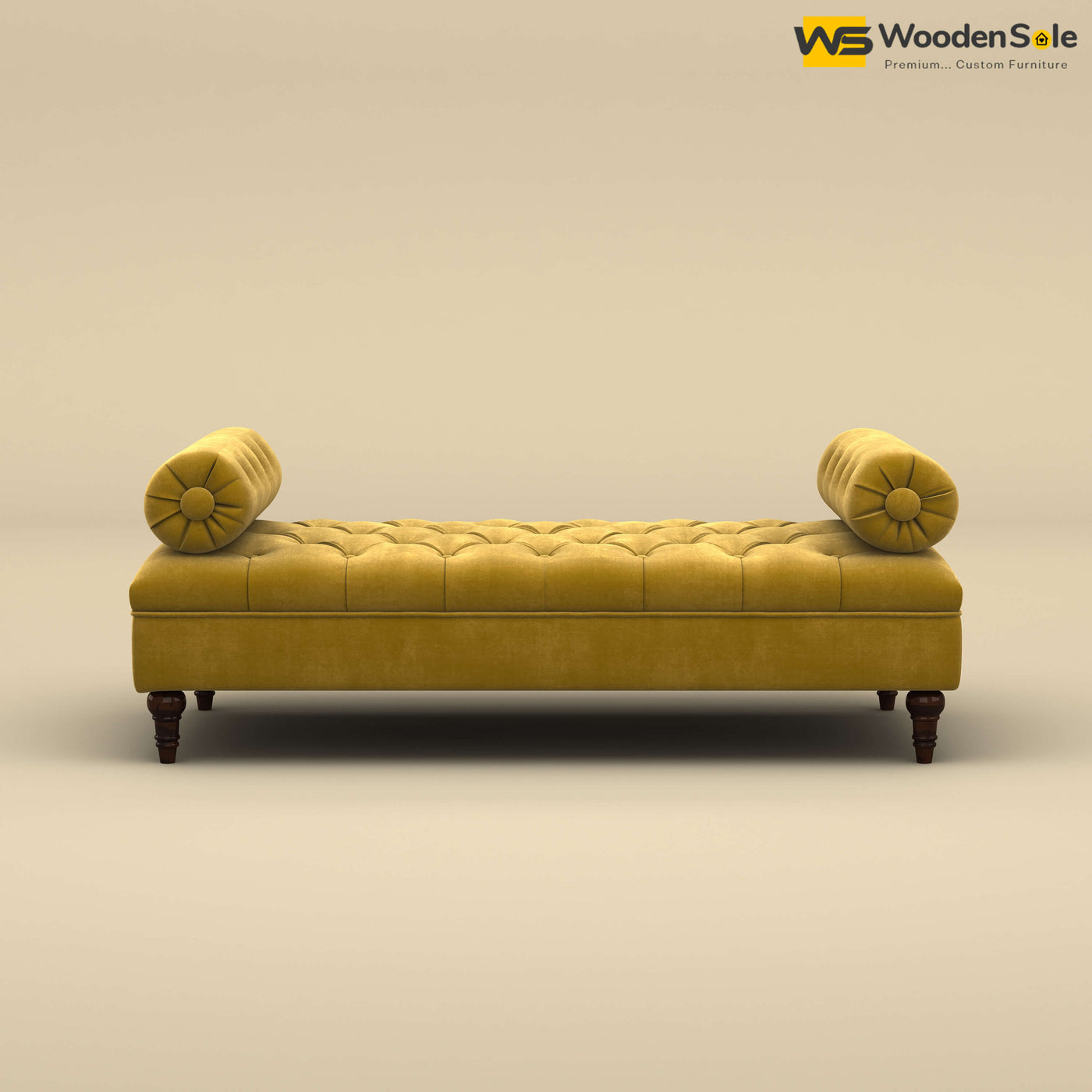 Andre Fabric Lounge Diwan Settee (Velvet, Mustard Yellow)