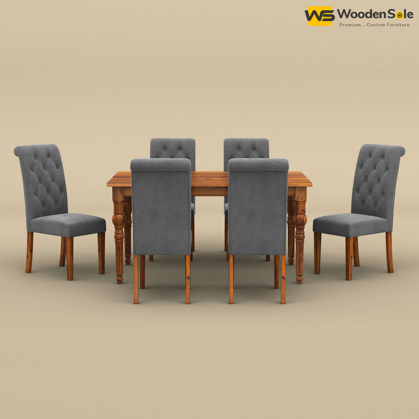 Elliot Dining Table 6 Seater Set (Honey Finish)