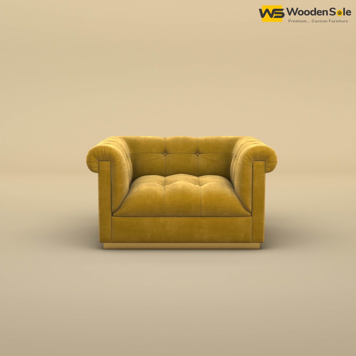 Morrison 1 Seater Fabric Sofa (Velvet, Mustard Yellow)