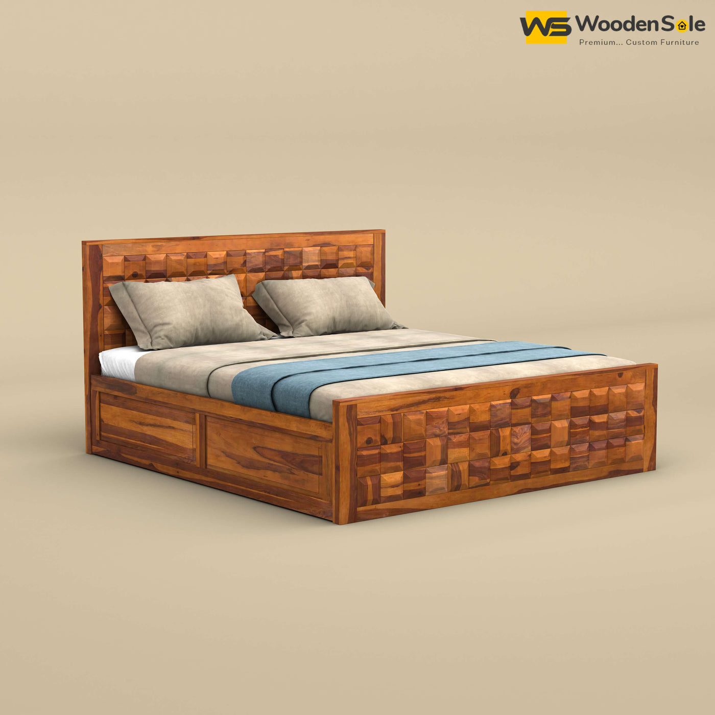 Diamond Box Storage Bed (Honey Finish)