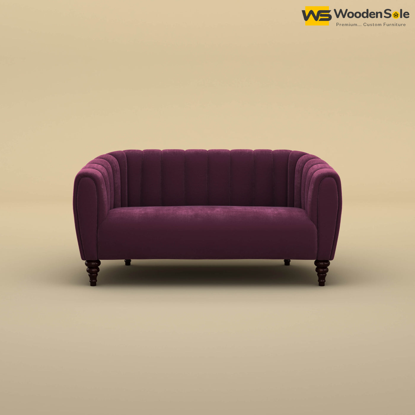 Amaya Two Seater Fabric Sofa (Velvet, Dark Purple)