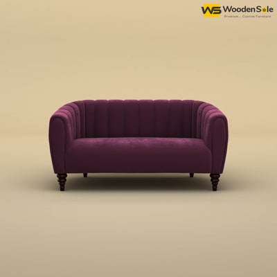 Amaya Two Seater Fabric Sofa (Velvet, Dark Purple)