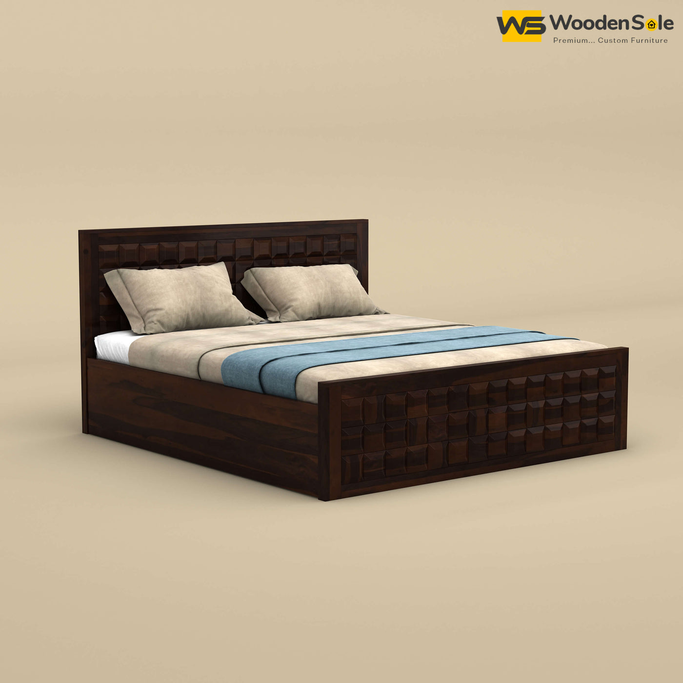 Diamond Hydraulic Storage Bed (Walnut Finish)