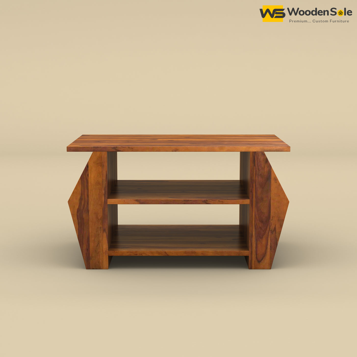 Compact Sheesham Wood Coffee Table (Honey Finish)