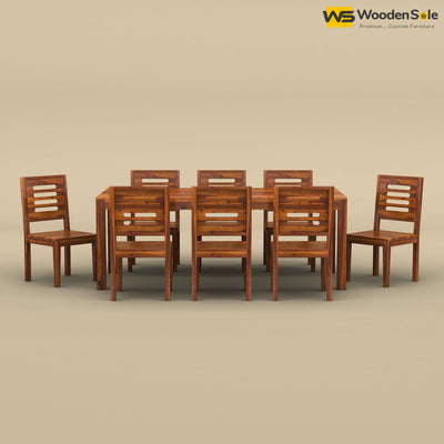 Sheesham Wood 8 Seater Dining Table Set (Honey Finish)