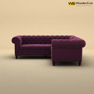 Maharaja Corner Sofa (Velvet, Dark Purple)