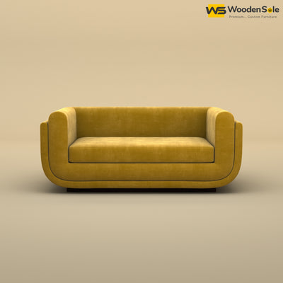 Vedant Two Seater Sofa (Velvet, Mustard Yellow)
