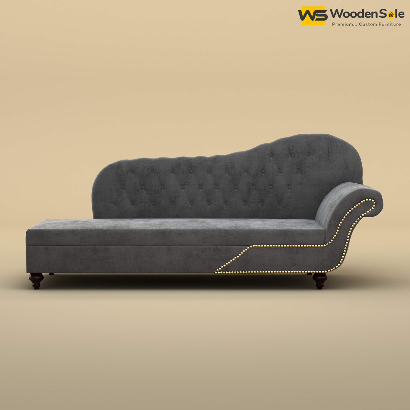 Royal Chaise Lounge (Velvet, Charcoal Gray)