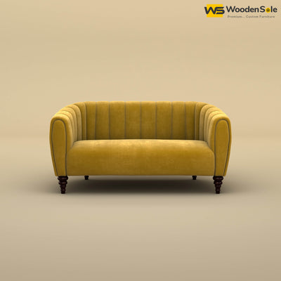 Amaya Two Seater Fabric Sofa (Velvet, Mustard Yellow)