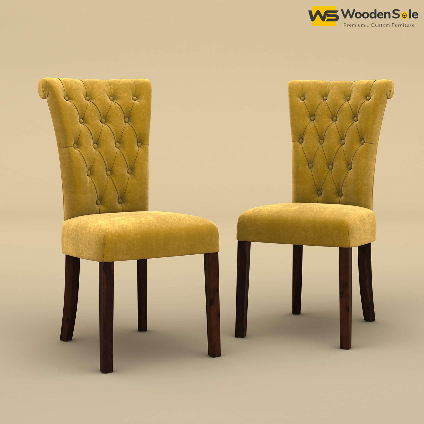 Kia Dining Chairs - Set of 2 (Velvet, Mustard Yellow)