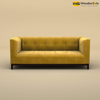 Loren Three Seater Fabric Sofa (Velvet, Mustard Yellow)