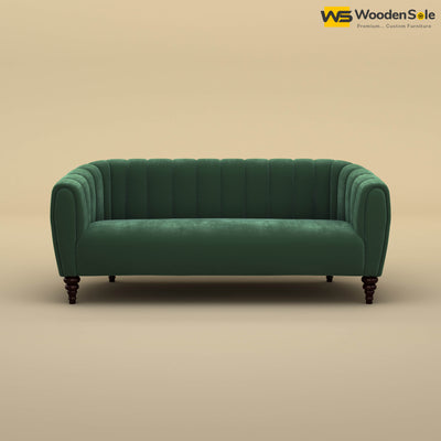 Amaya Three Seater Fabric Sofa (Velvet, Forest Green)