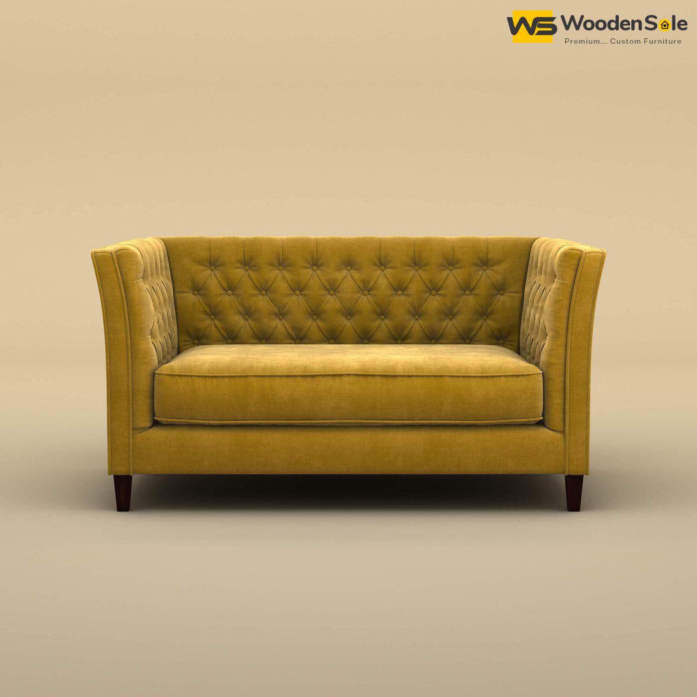 Divit Loveseat (Velvet, Mustard Yellow)