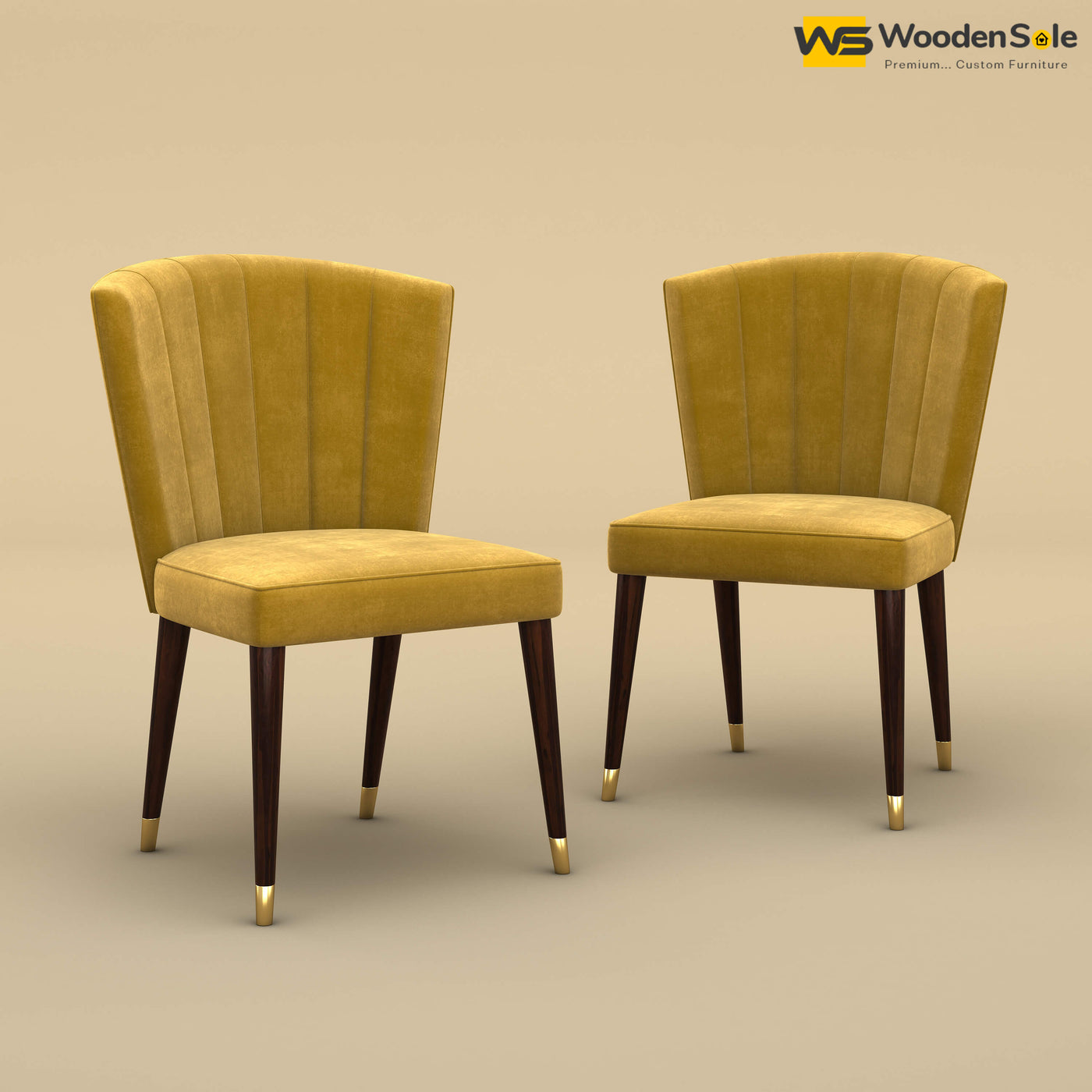 Julia Dining Chairs - Set of 2 (Velvet, Mustard Yellow)