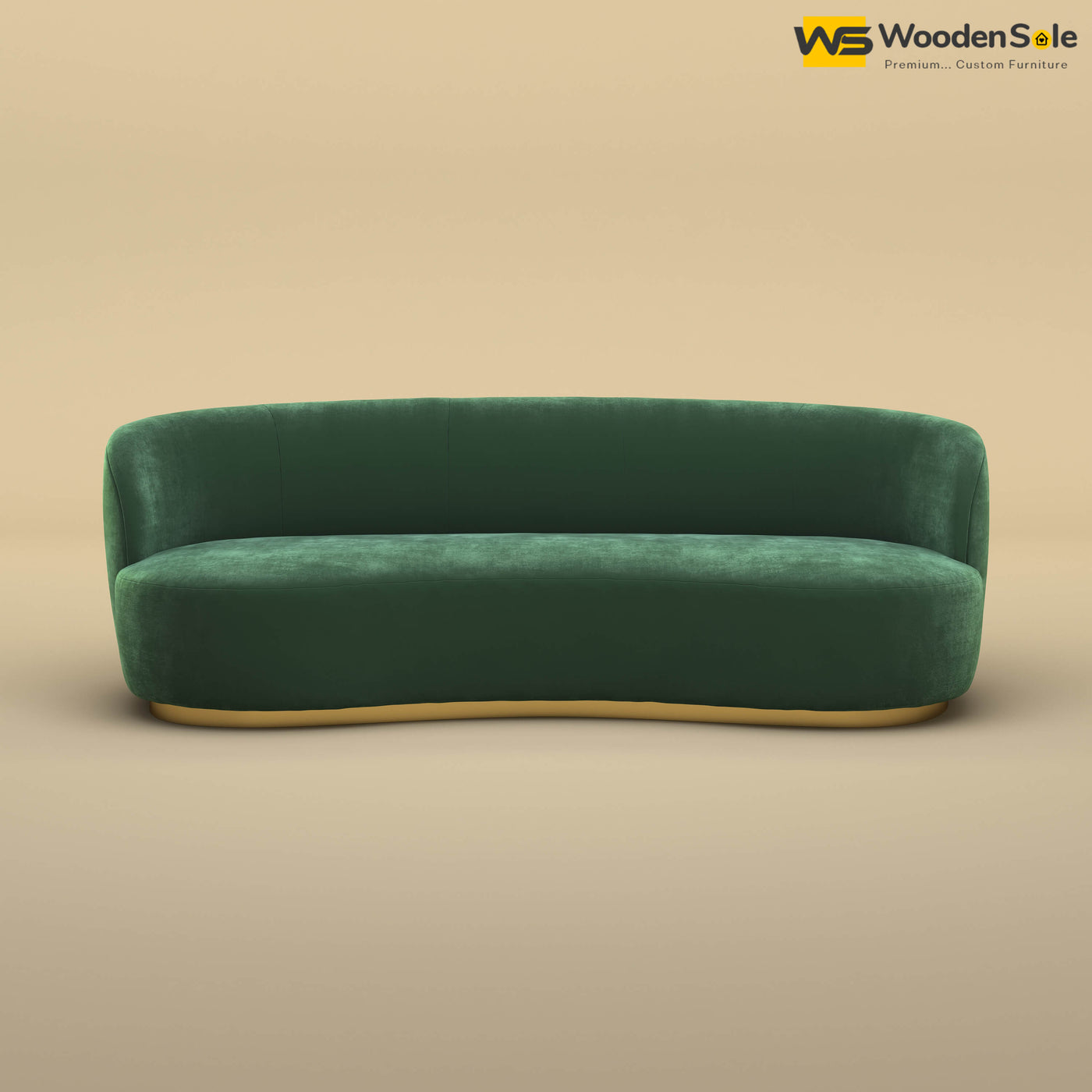 Rene Curved Modern 3-Seater Sofa (Velvet, Forest Green)