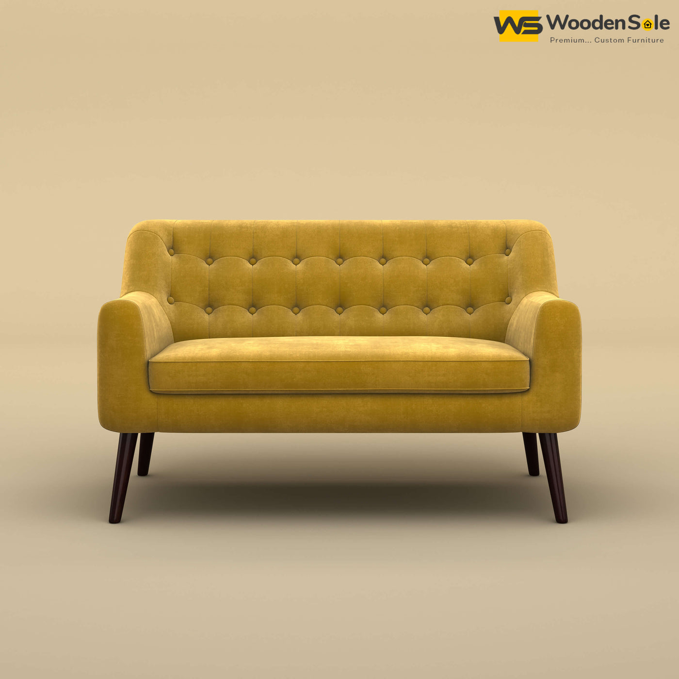 Viraj Loveseat Sofa (Velvet, Mustard Yellow)