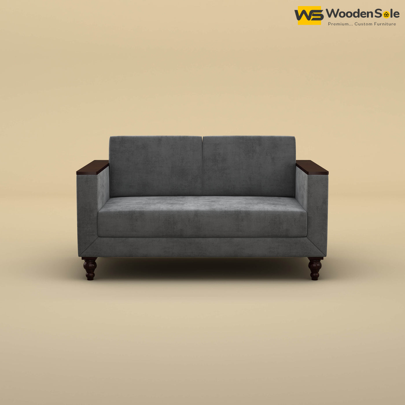 Tivoli 2 Seater Fabric Sofa (Velvet, Charcoal Gray)