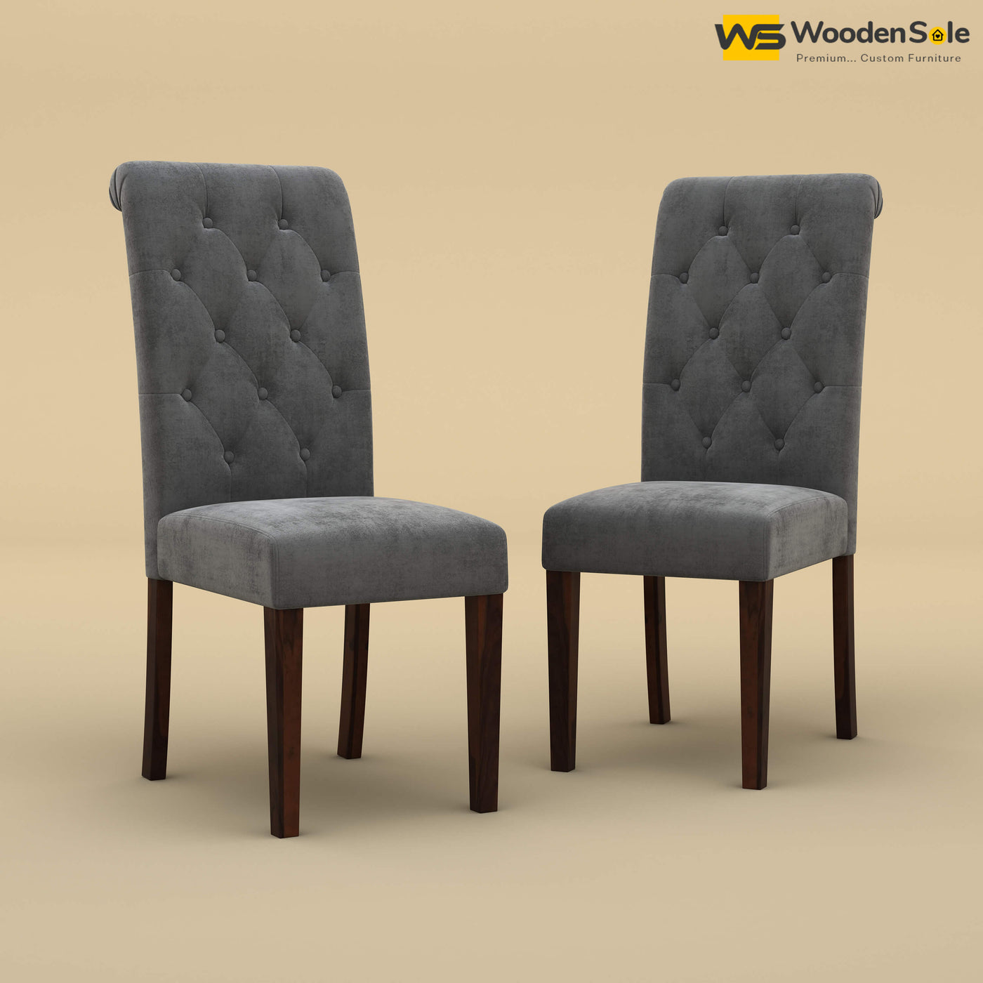 Elliot Dining Chairs - Set of 2 (Velvet, Charcoal Gray)