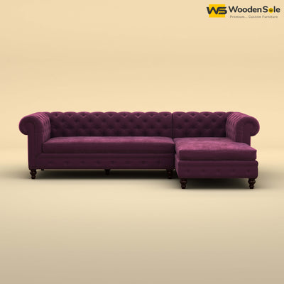 Maharaja L Shaped Sofa (Velvet, Dark Purple)