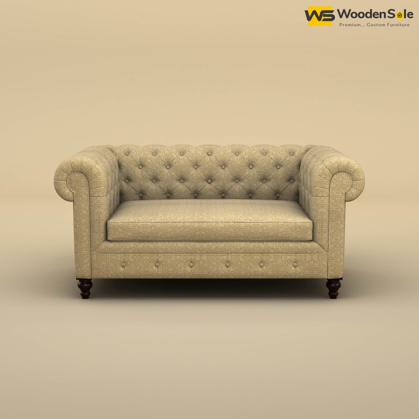 Maharaja Fabric 2 Seater Sofa (Cotton, Faux Cream)