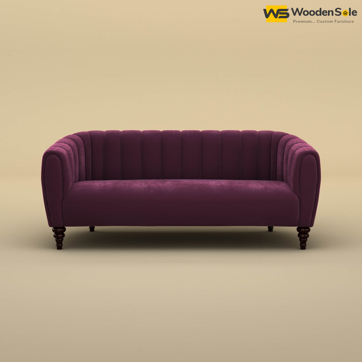 Amaya Three Seater Fabric Sofa (Velvet, Dark Purple)