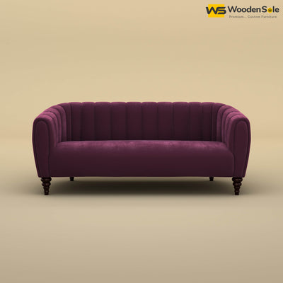 Amaya Three Seater Fabric Sofa (Velvet, Dark Purple)