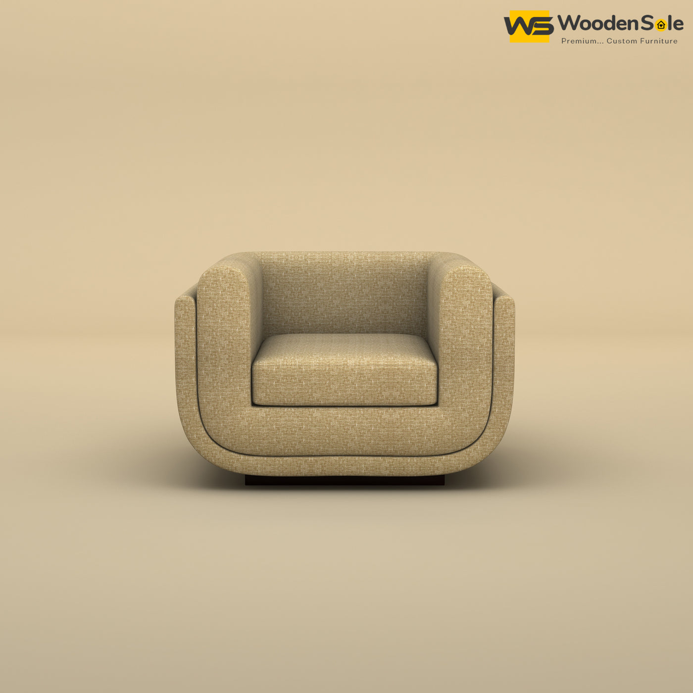 Vedant 1 Seater Fabric Sofa (Cotton, Faux Cream)