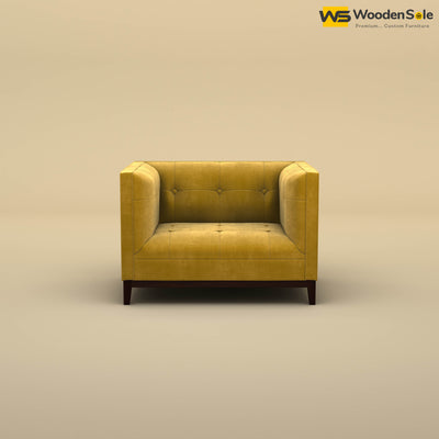 Loren One Seater Fabric Sofa (Velvet, Mustard Yellow)