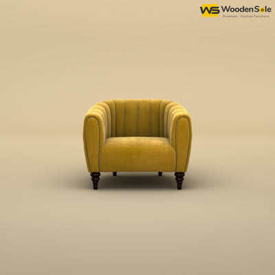 Amaya Single Seater Fabric Sofa (Velvet, Mustard Yellow)