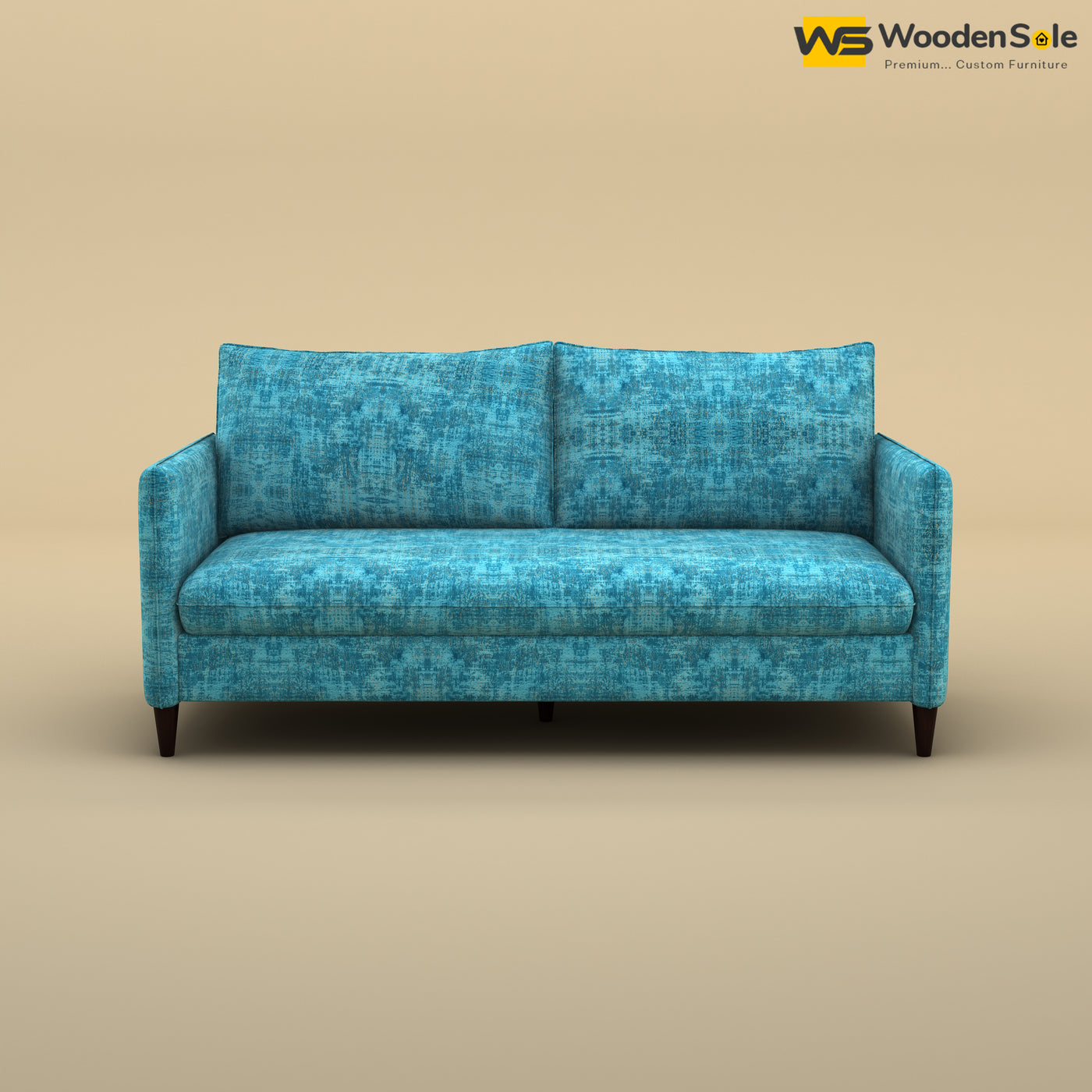 Citron 3 Seater Fabric Sofa (Cotton, Teal Blue)