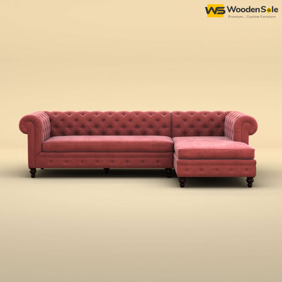 Maharaja L Shaped Sofa (Velvet, Pink)